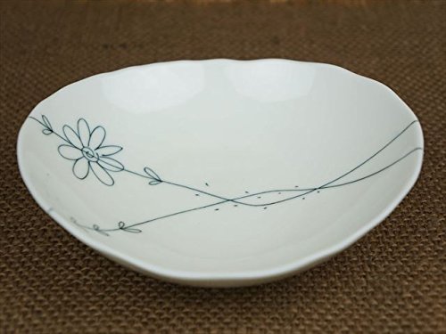   ブルーフラワー 楕円大皿 プレート 21cm ノルディックフラワー 磁器 美濃焼 日本製 （ 食